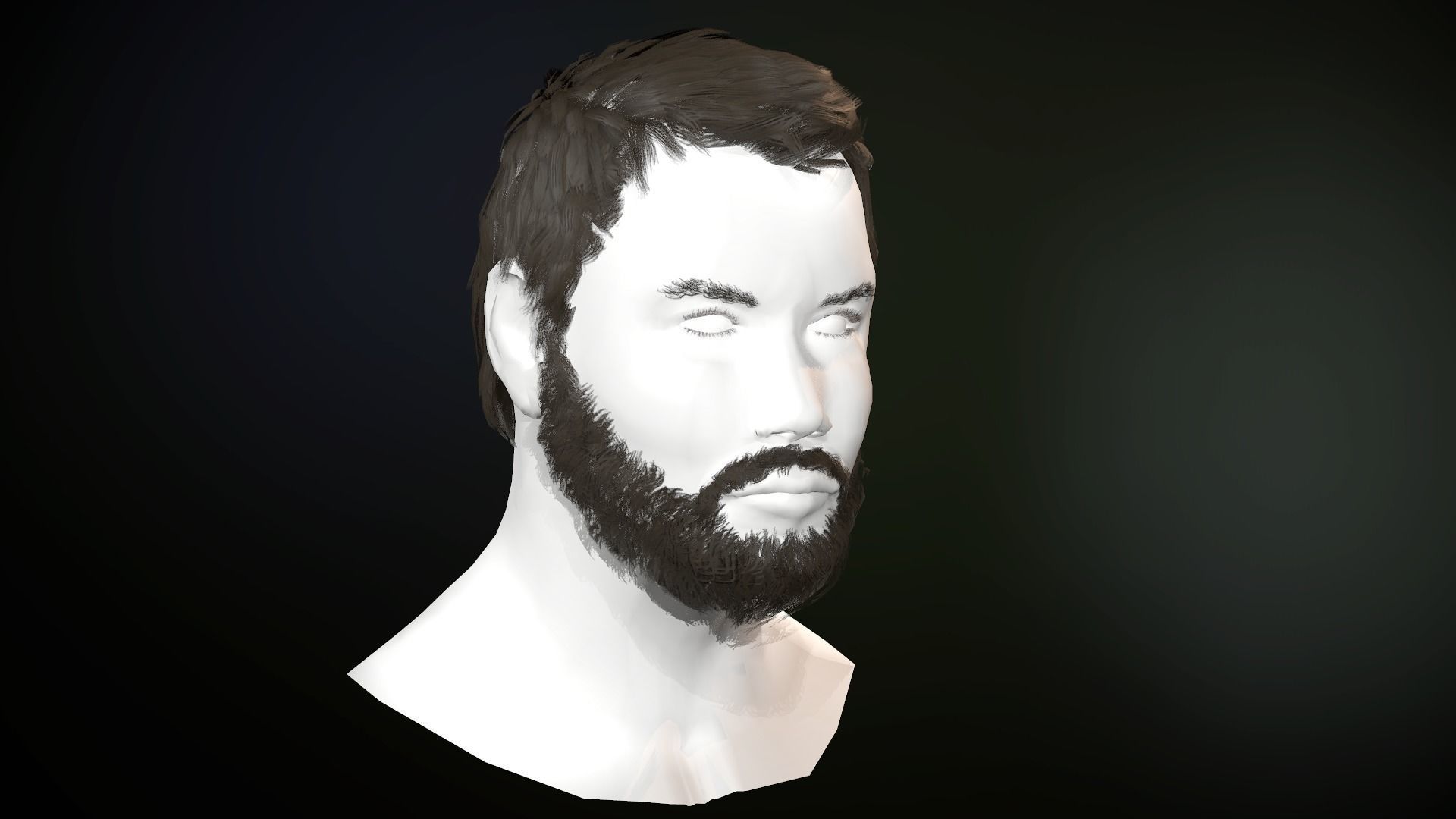 Hair and Beard Cards Man Low-poly 3D model_25