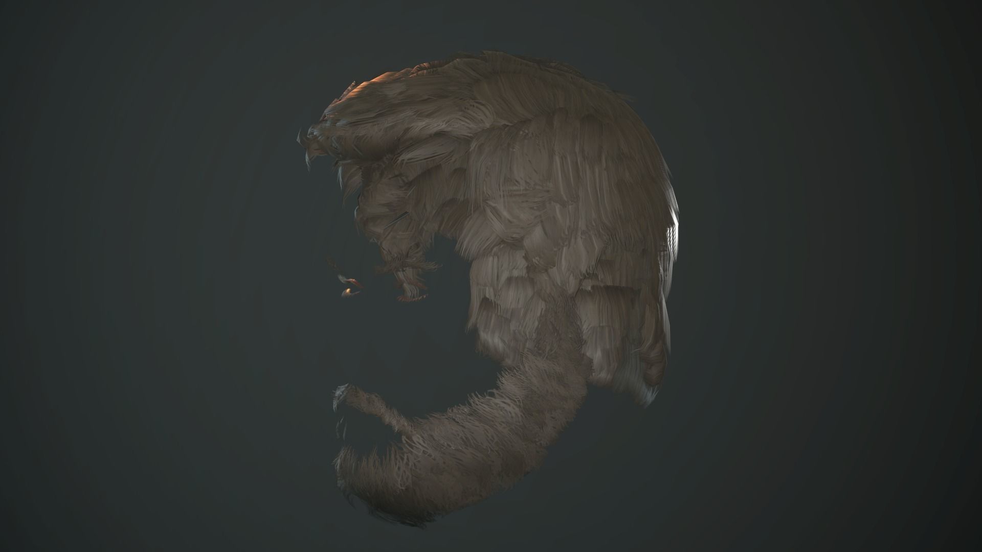 Hair and Beard Cards Man Low-poly 3D model_33