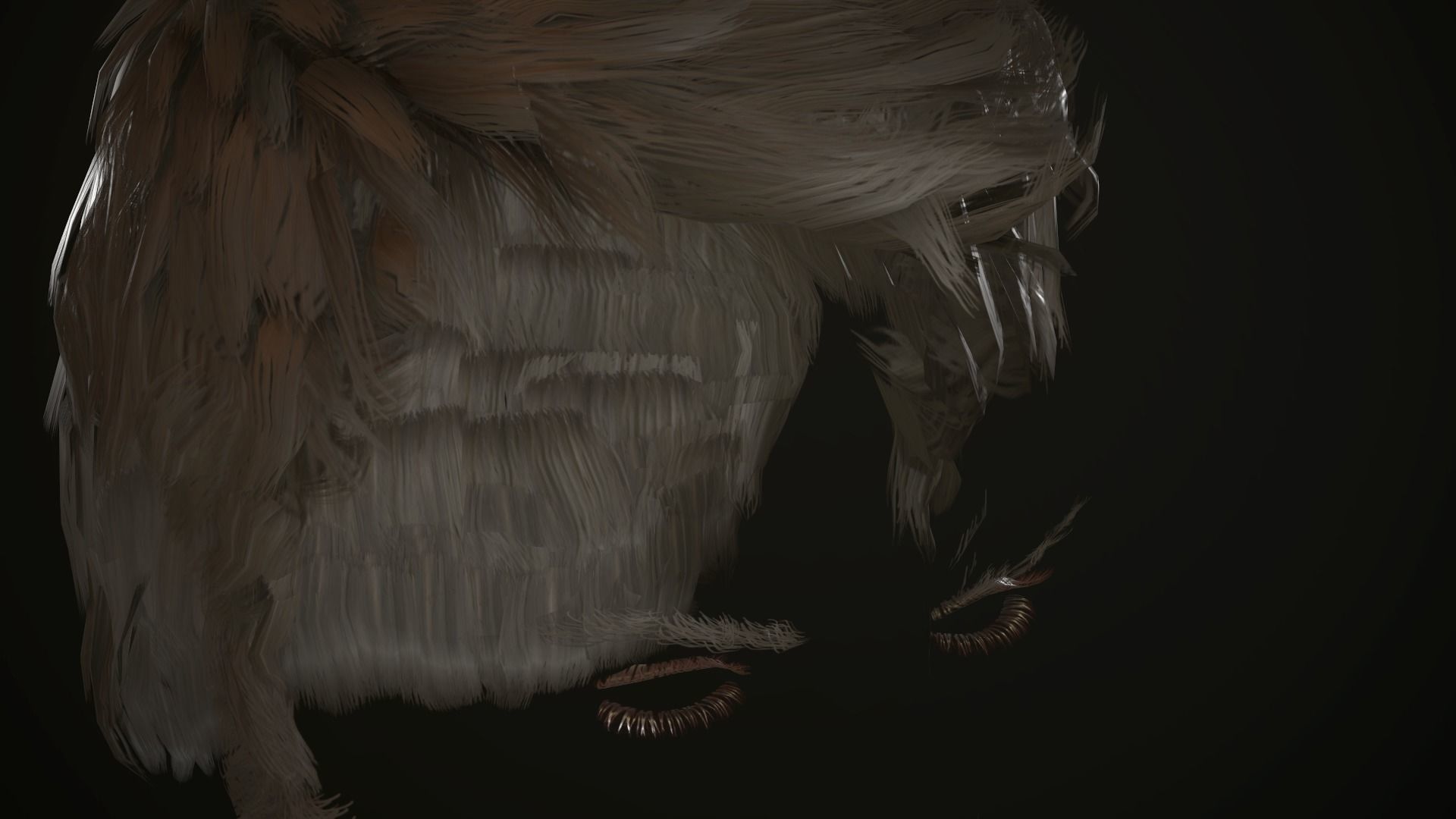 Hair and Beard Cards Man Low-poly 3D model_37