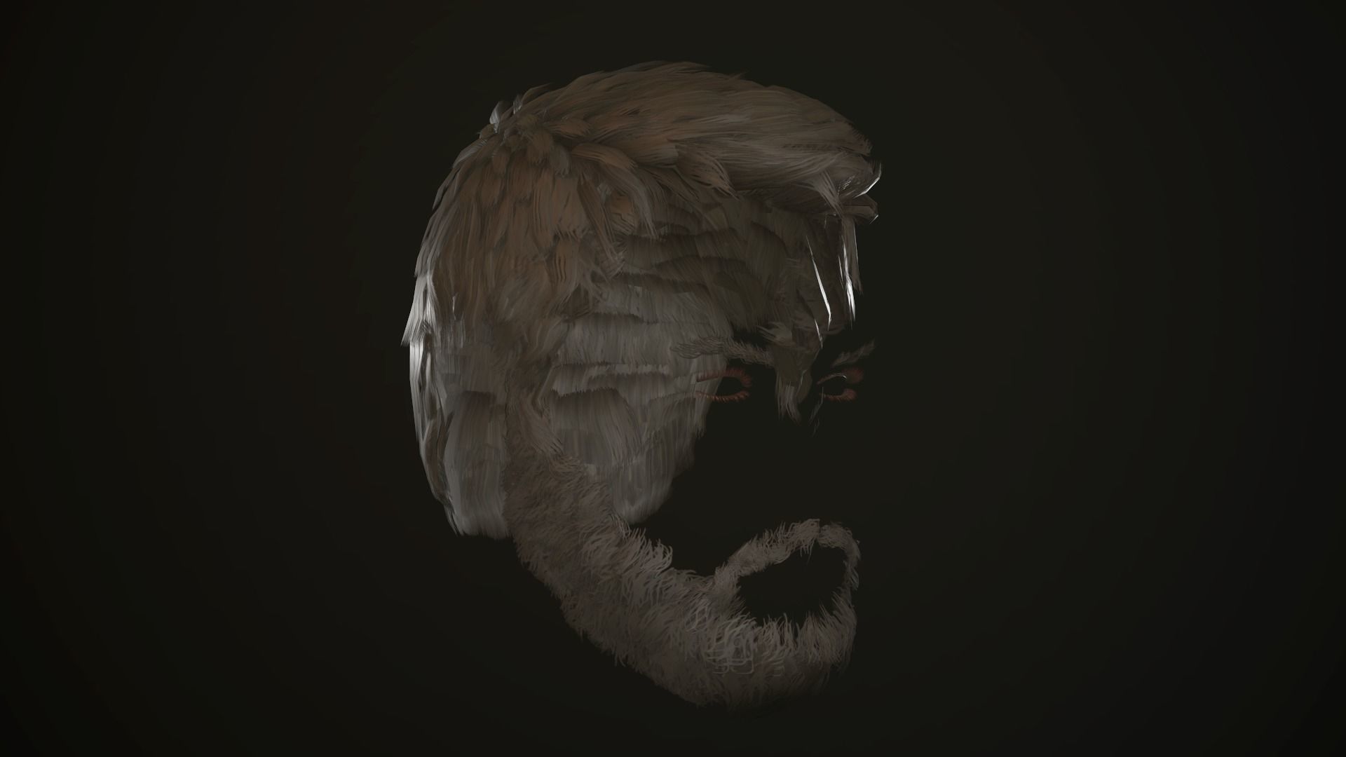 Hair and Beard Cards Man Low-poly 3D model_32