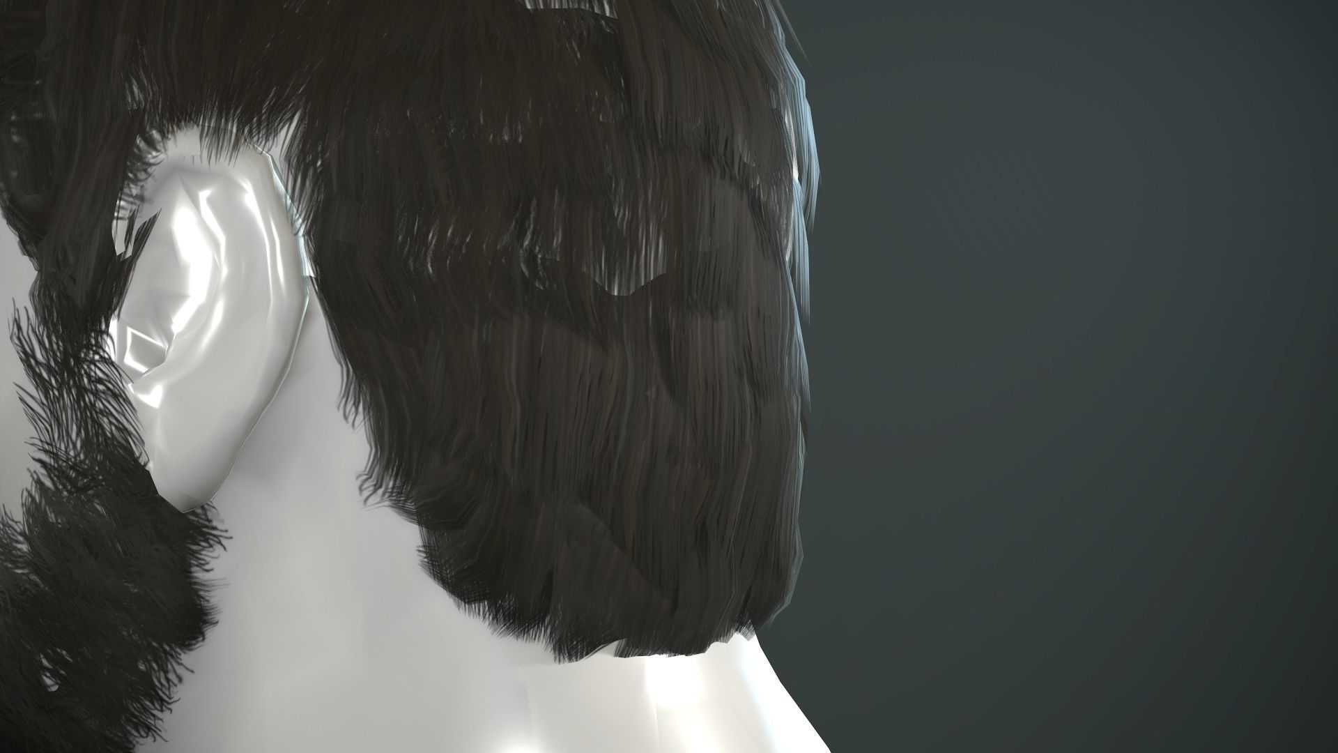 Hair and Beard Cards Man Low-poly 3D model_29