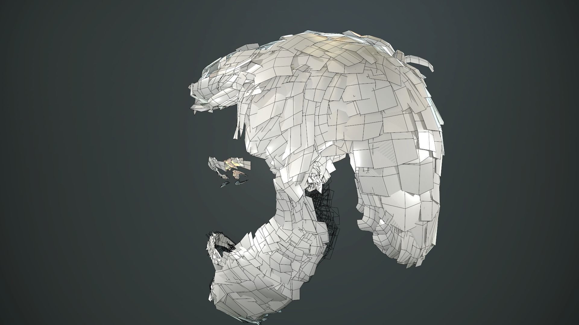 Hair and Beard Cards Man Low-poly 3D model_52