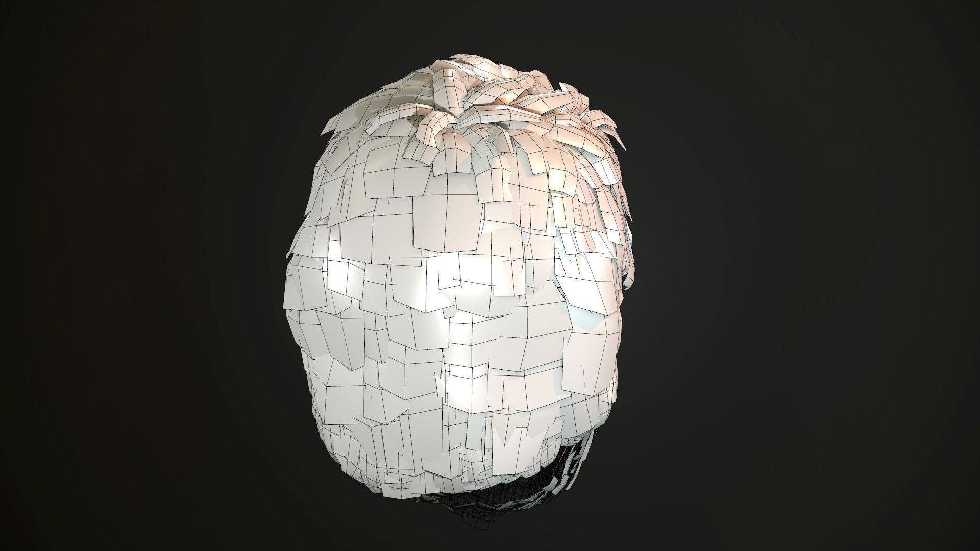 Hair and Beard Cards Man Low-poly 3D model_51