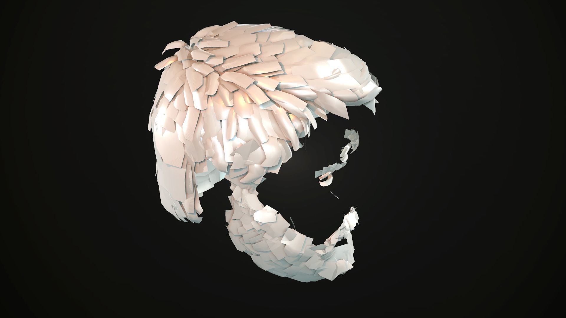 Hair and Beard Cards Man Low-poly 3D model_48