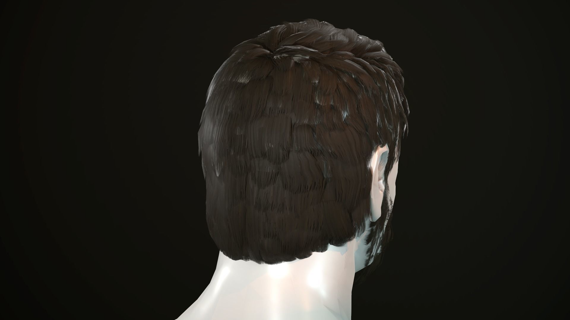 Hair and Beard Cards Man Low-poly 3D model_10