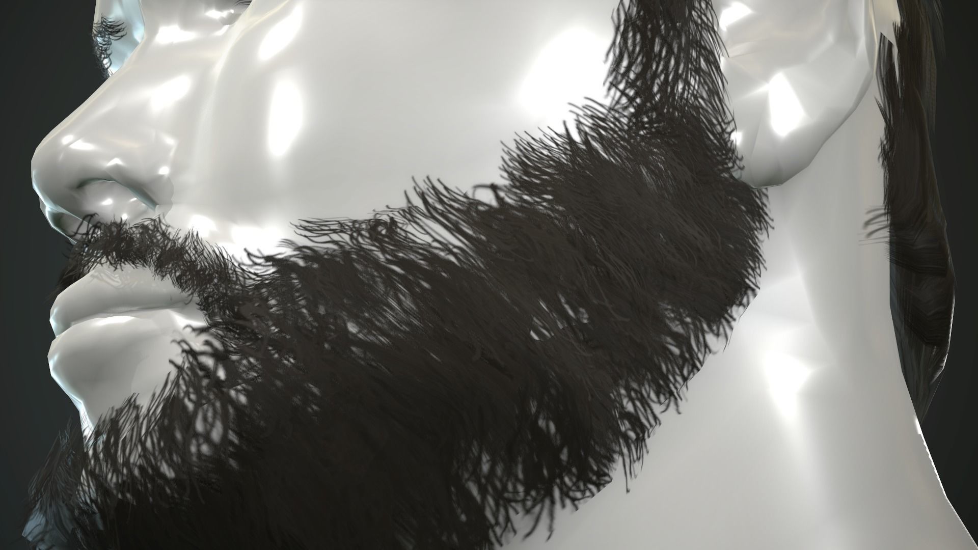 Hair and Beard Cards Man Low-poly 3D model_17