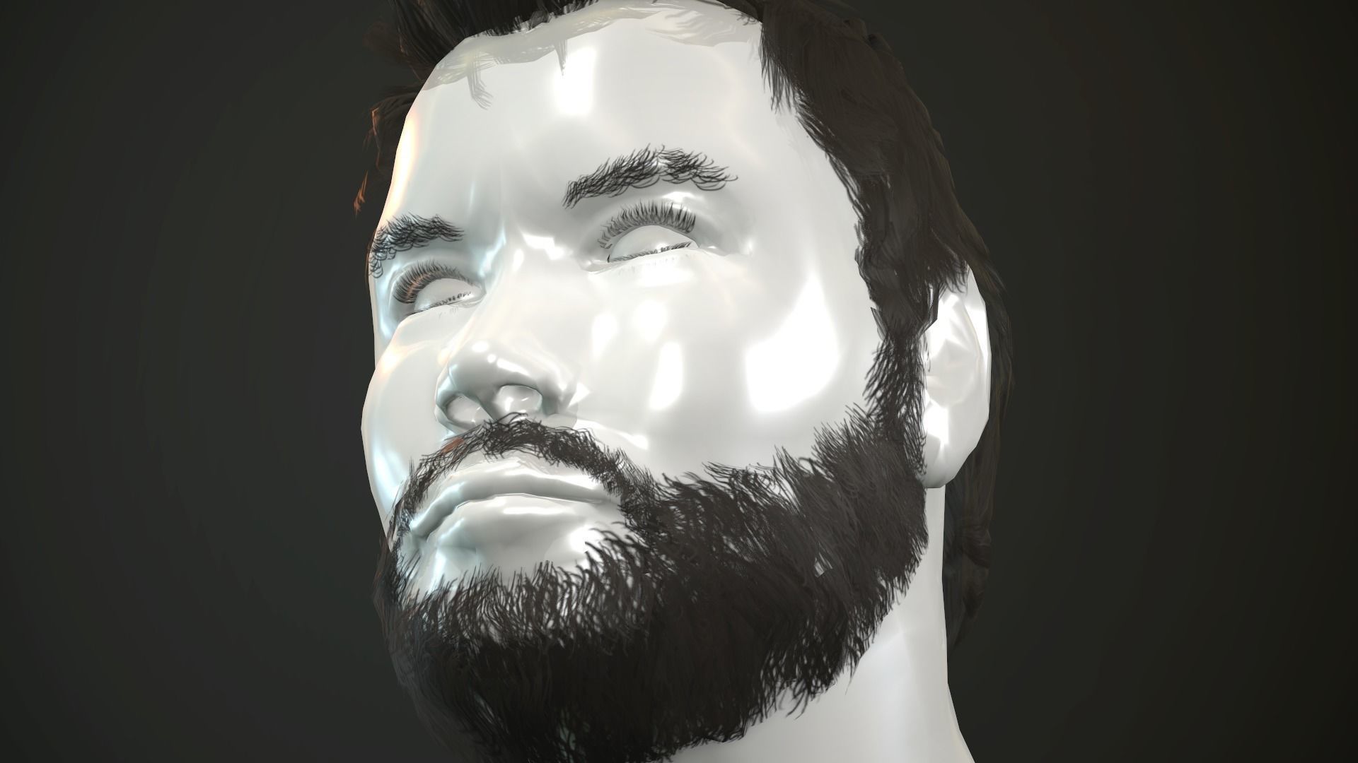 Hair and Beard Cards Man Low-poly 3D model_14