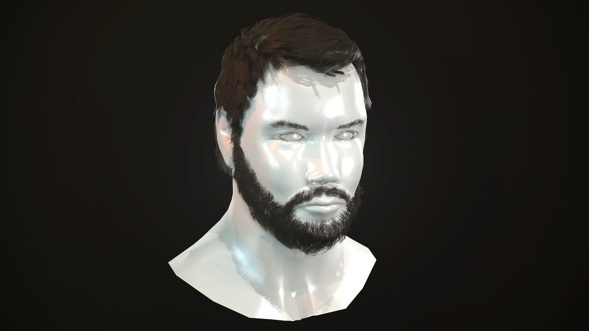 Hair and Beard Cards Man Low-poly 3D model_4