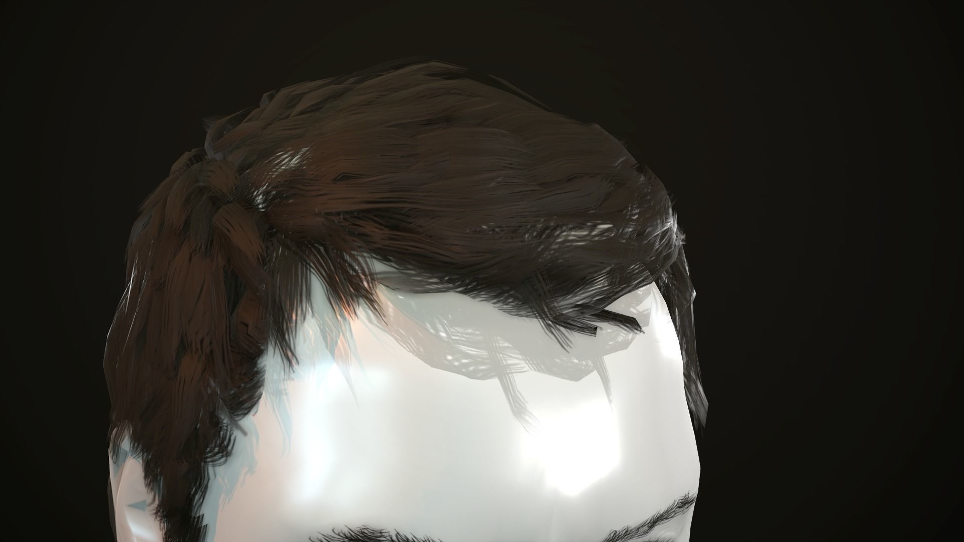 Hair and Beard Cards Man Low-poly 3D model_12