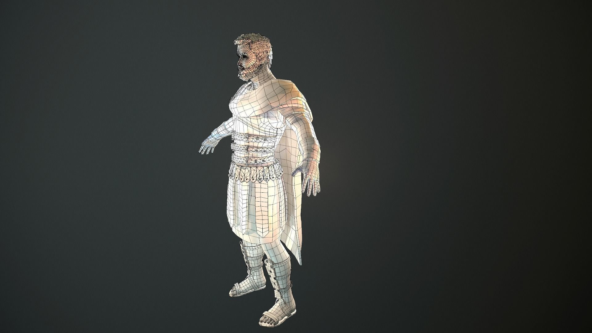 Roman Soldier With Beard Rigged Low-poly 3D model_34