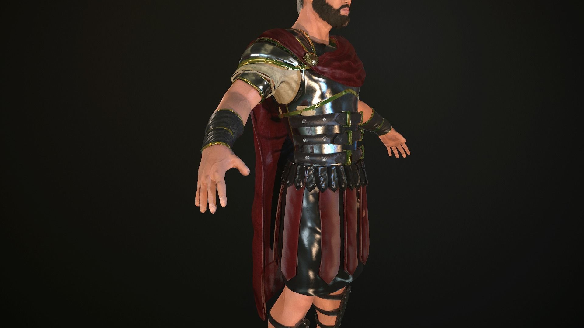 Roman Soldier With Beard Rigged Low-poly 3D model_10