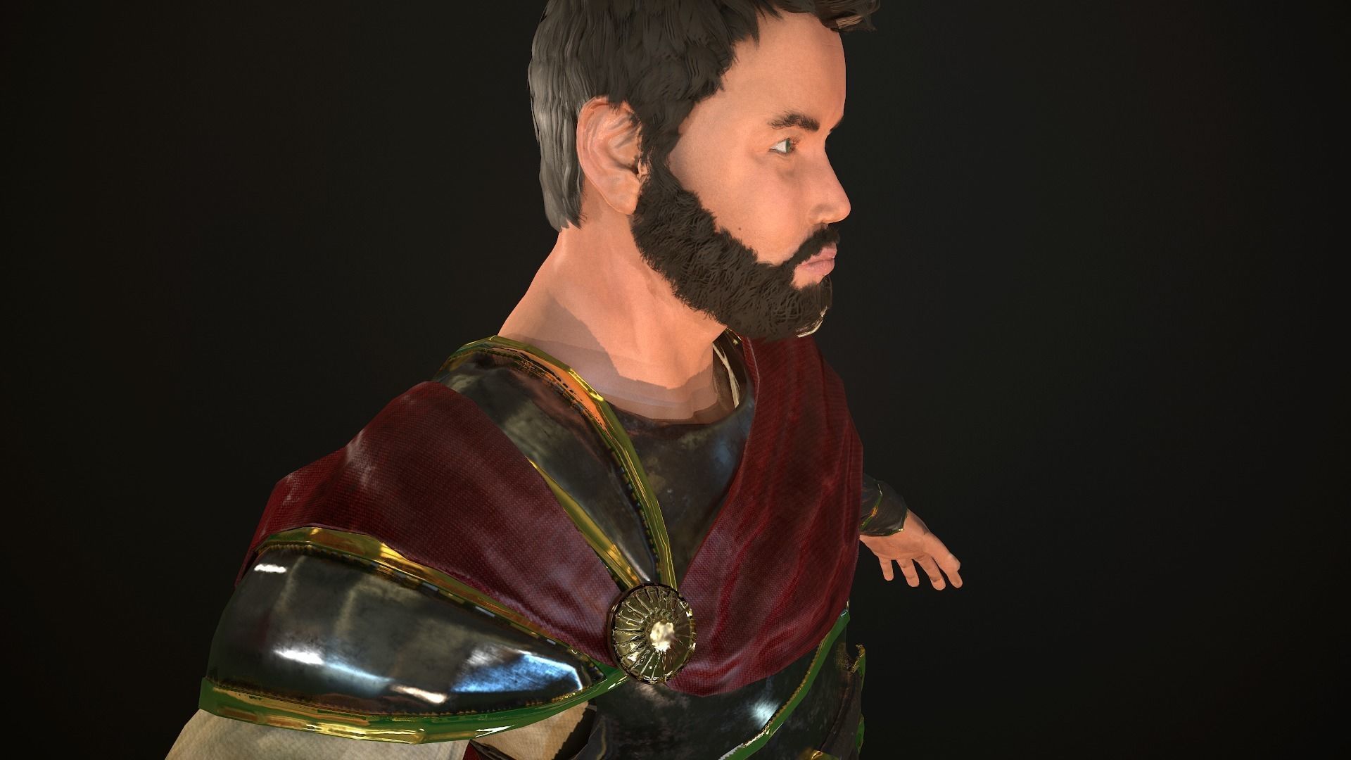 Roman Soldier With Beard Rigged Low-poly 3D model_12
