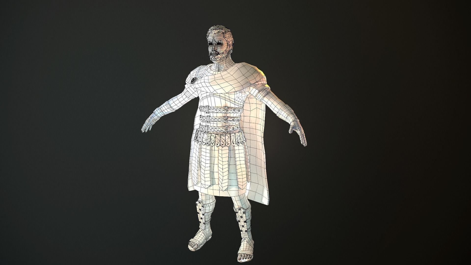 Roman Soldier With Beard Rigged Low-poly 3D model_33