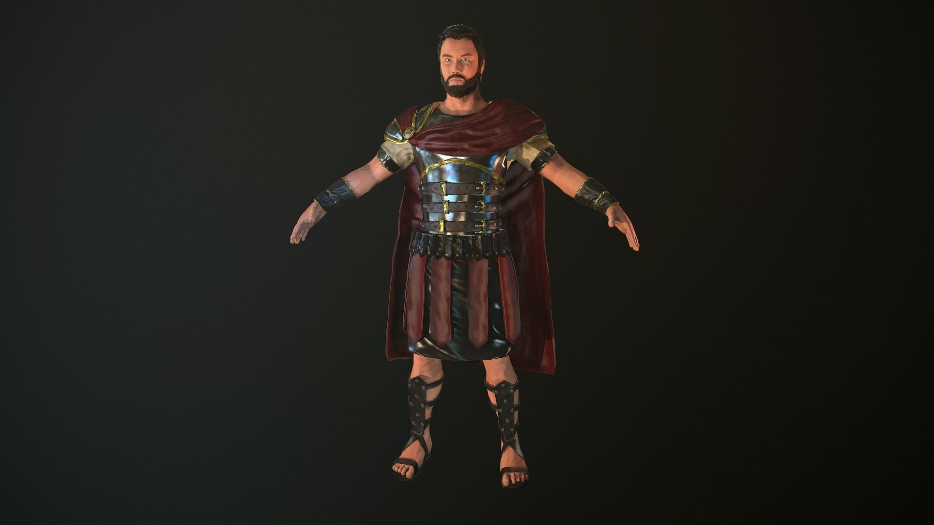 Roman Soldier With Beard Rigged Low-poly 3D model_32