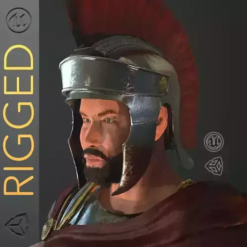 Roman Soldier With Beard Rigged