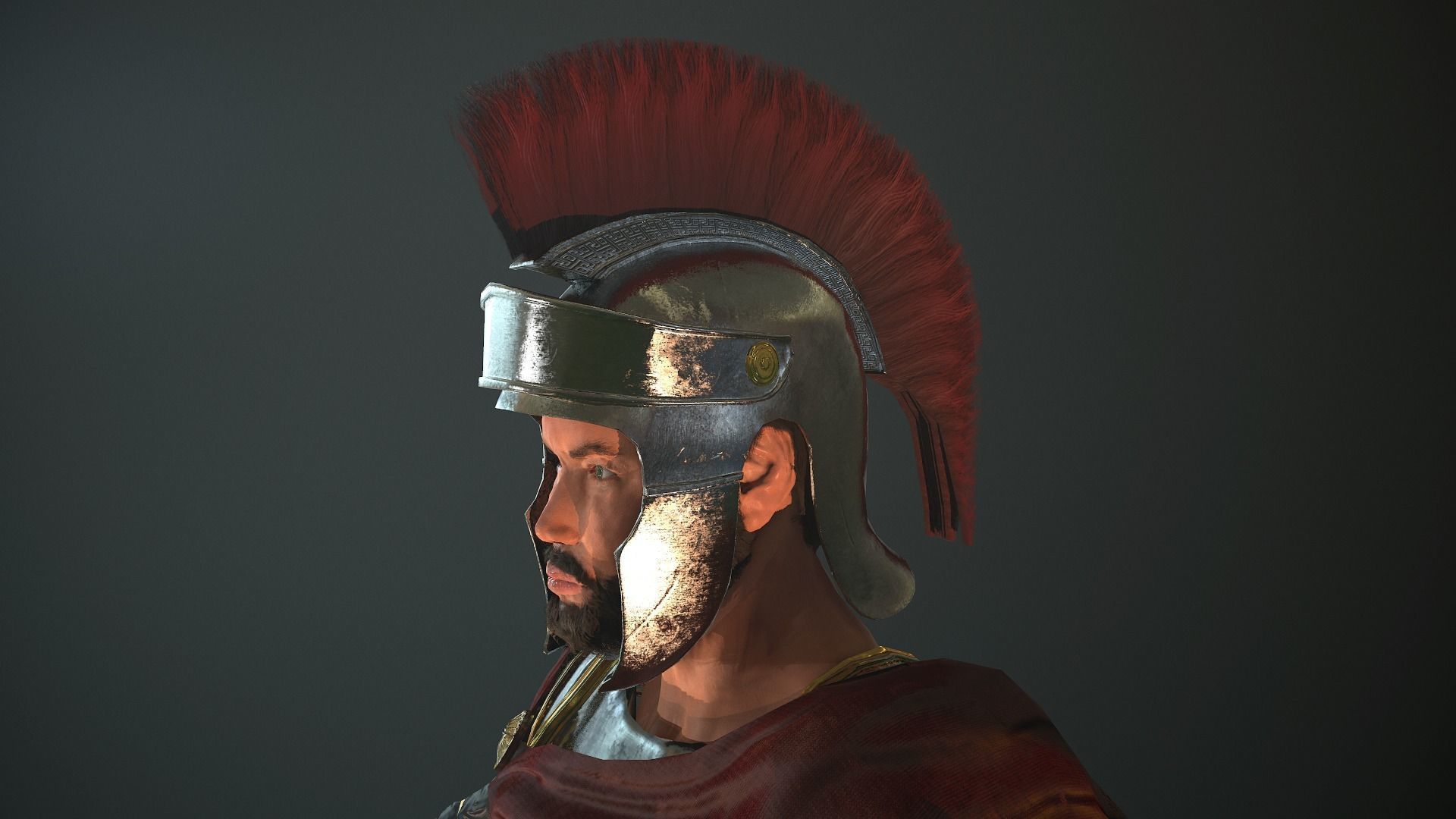 Roman Soldier With Beard Rigged Low-poly 3D model_30