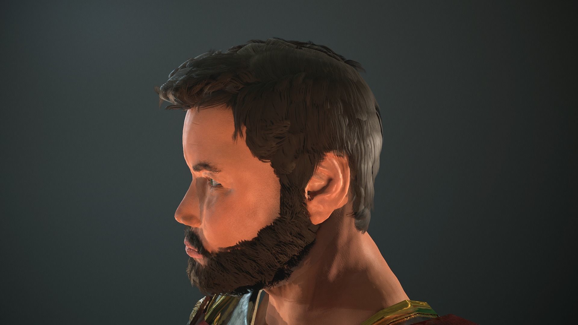 Roman Soldier With Beard Rigged Low-poly 3D model_17