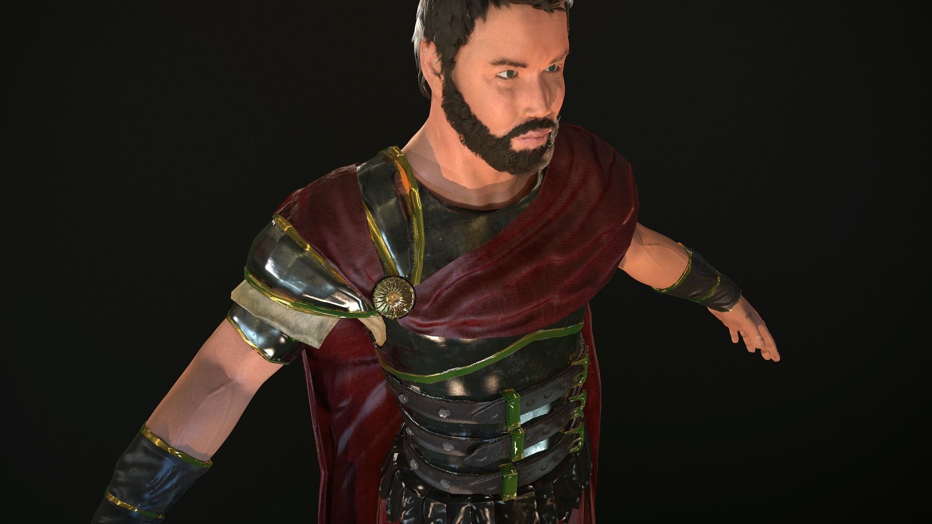 Roman Soldier With Beard Rigged Low-poly 3D model_11