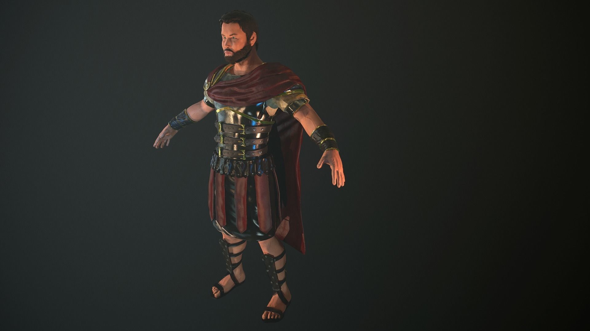Roman Soldier With Beard Rigged Low-poly 3D model_8