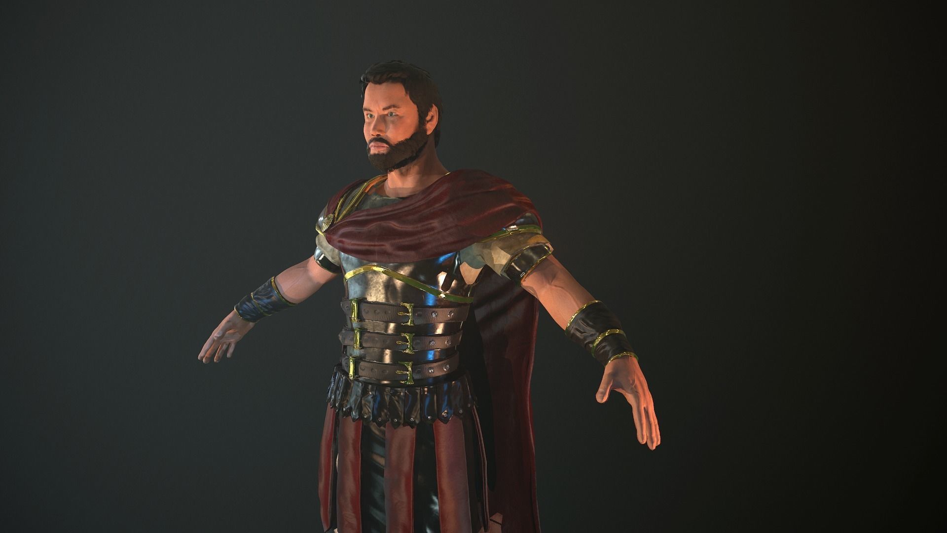Roman Soldier With Beard Rigged Low-poly 3D model_3
