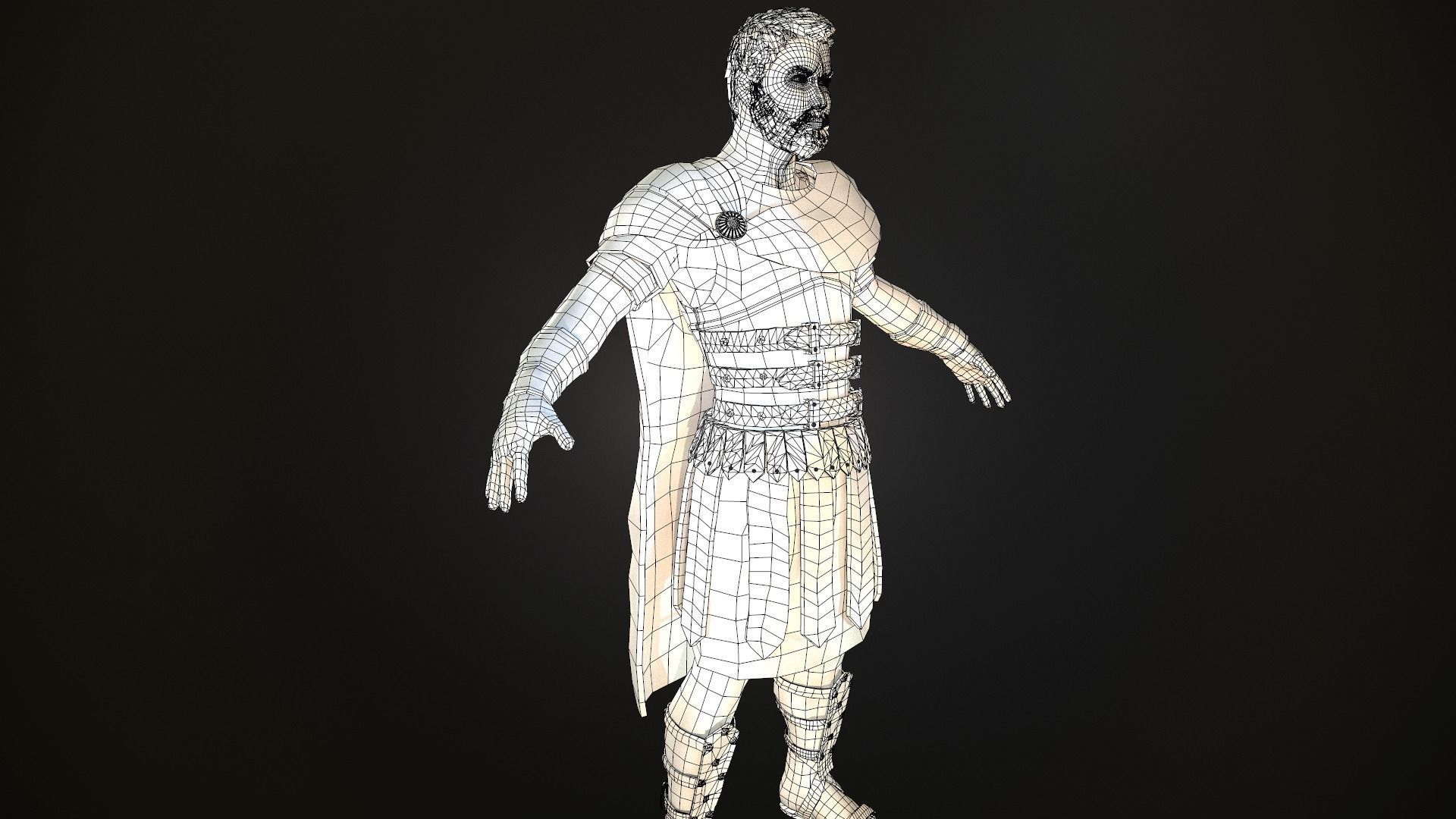 Roman Soldier With Beard Rigged Low-poly 3D model_36