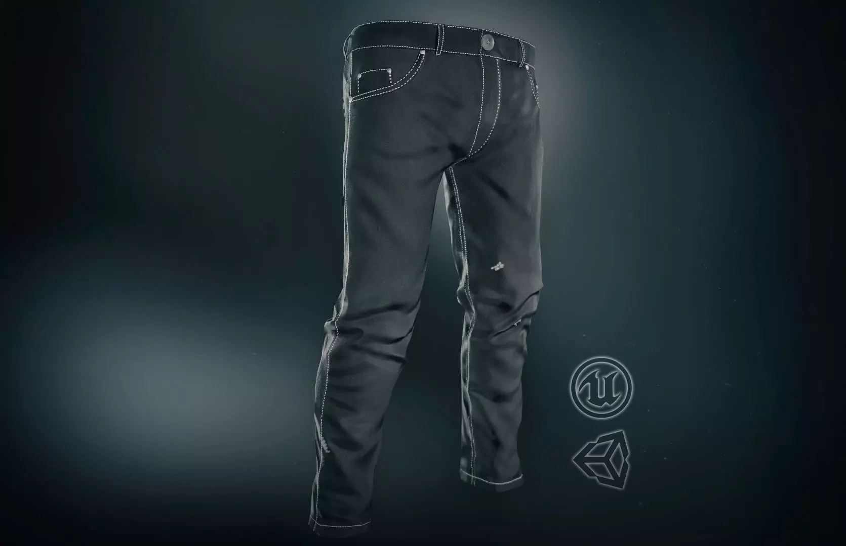 Black Jeans Pants Low-poly 3D model