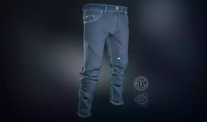 Blue Jeans Pants Low-poly 3D model