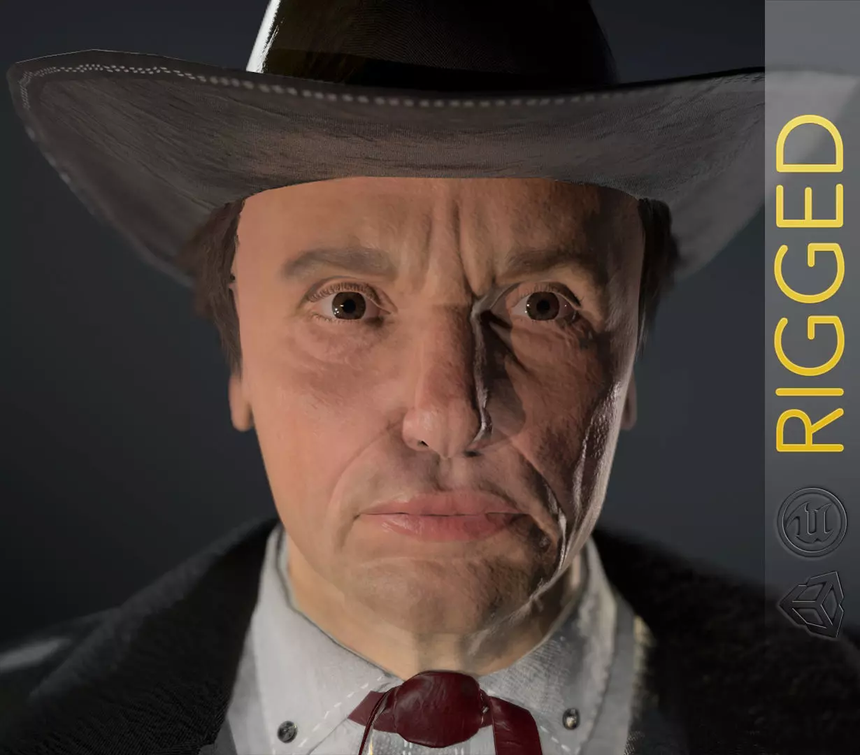 Cowboy Character Low-poly 3D model_0