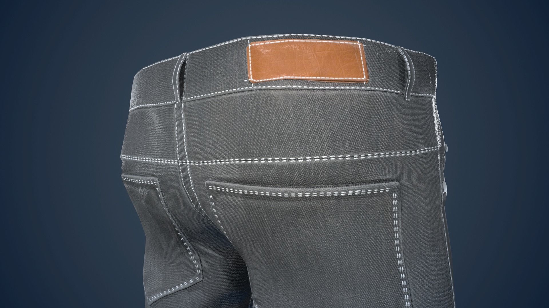 Gray Jeans Pants Low-poly 3D model_8