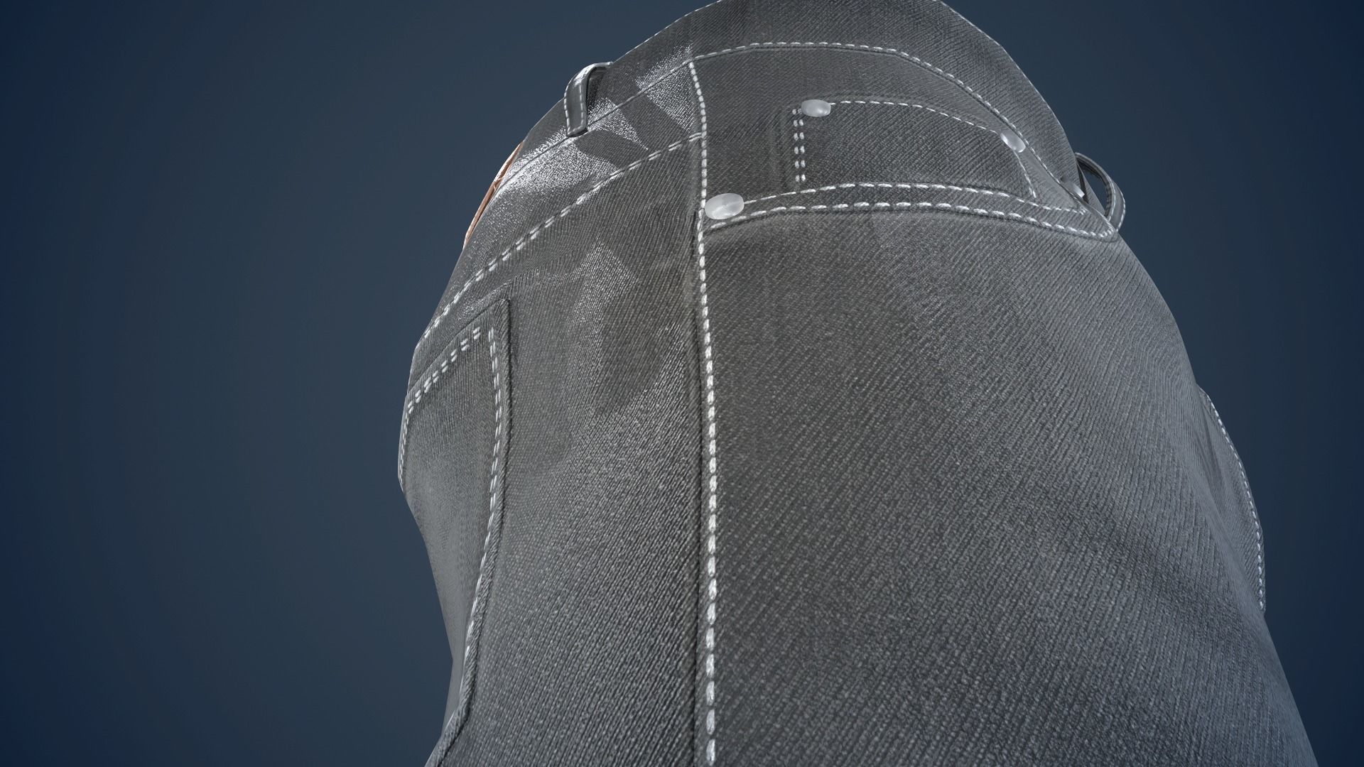 Gray Jeans Pants Low-poly 3D model_10