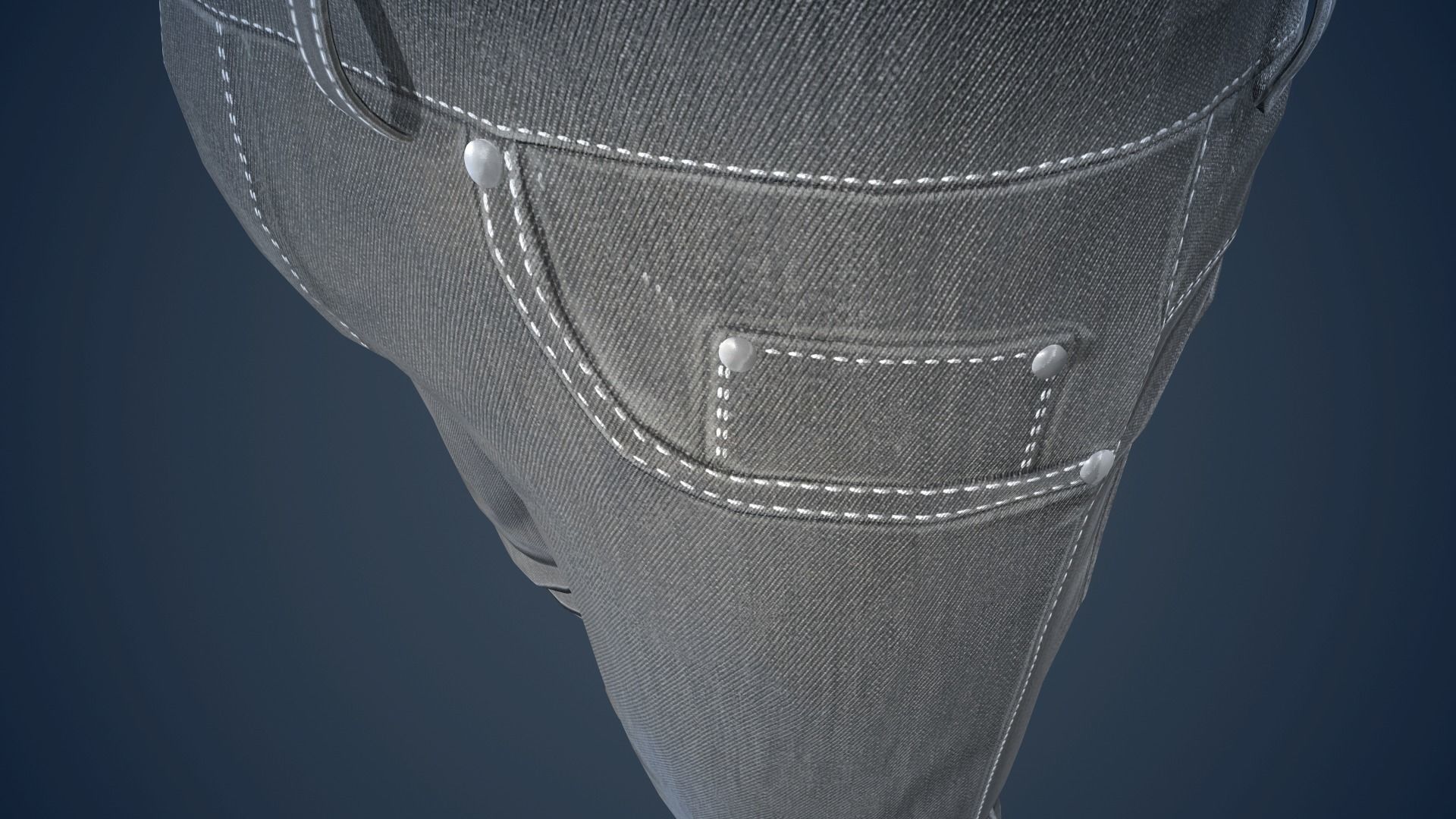 Gray Jeans Pants Low-poly 3D model_13
