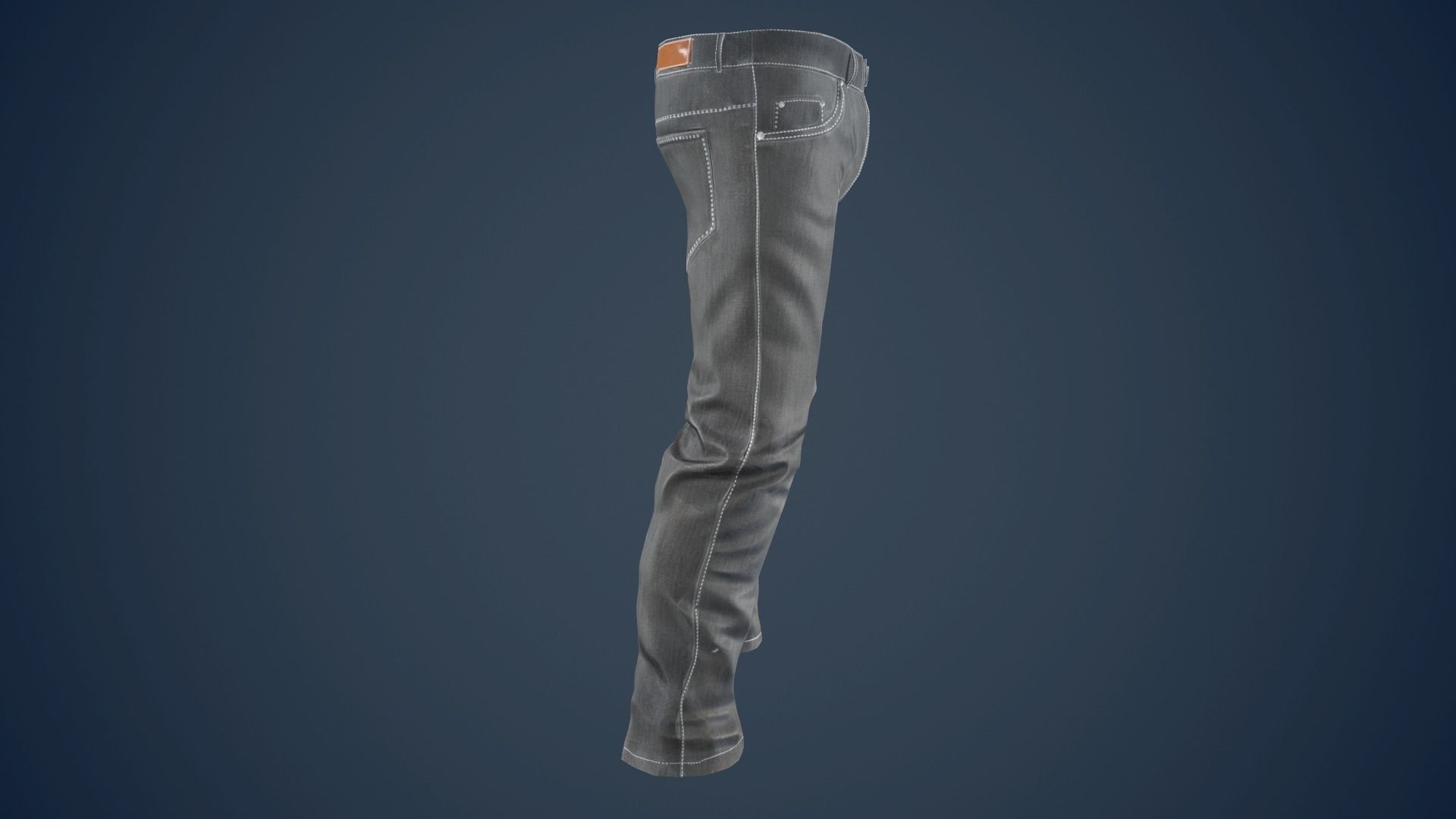 Gray Jeans Pants Low-poly 3D model_6