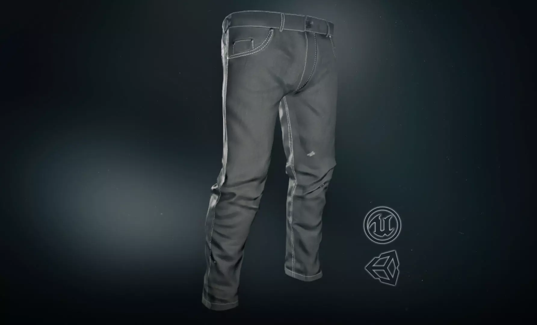 Gray Jeans Pants Low-poly 3D model_0