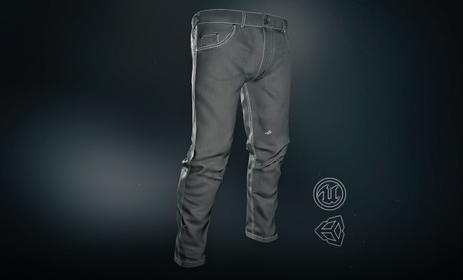 Gray Jeans Pants Low-poly 3D model