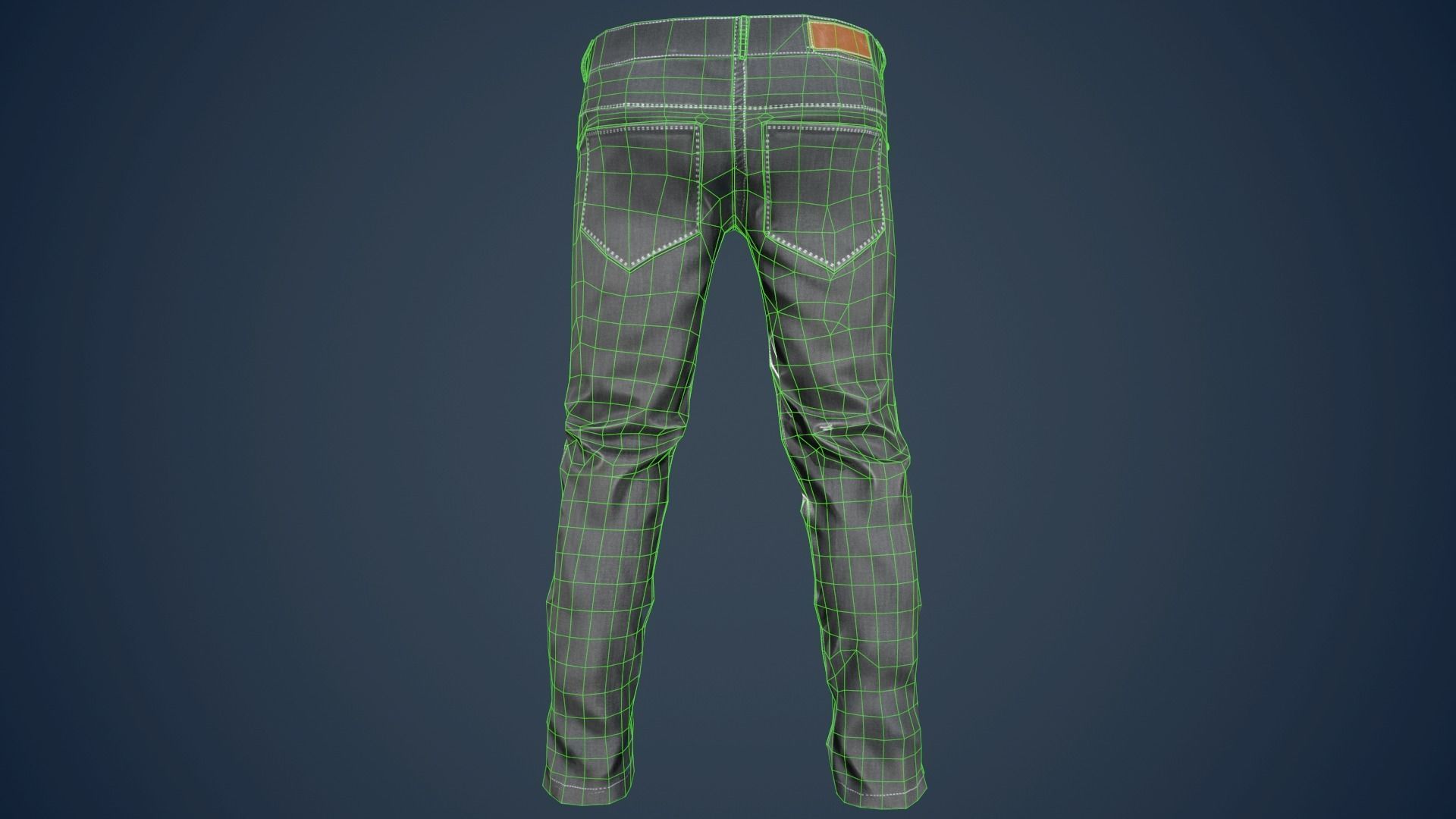 Gray Jeans Pants Low-poly 3D model_23