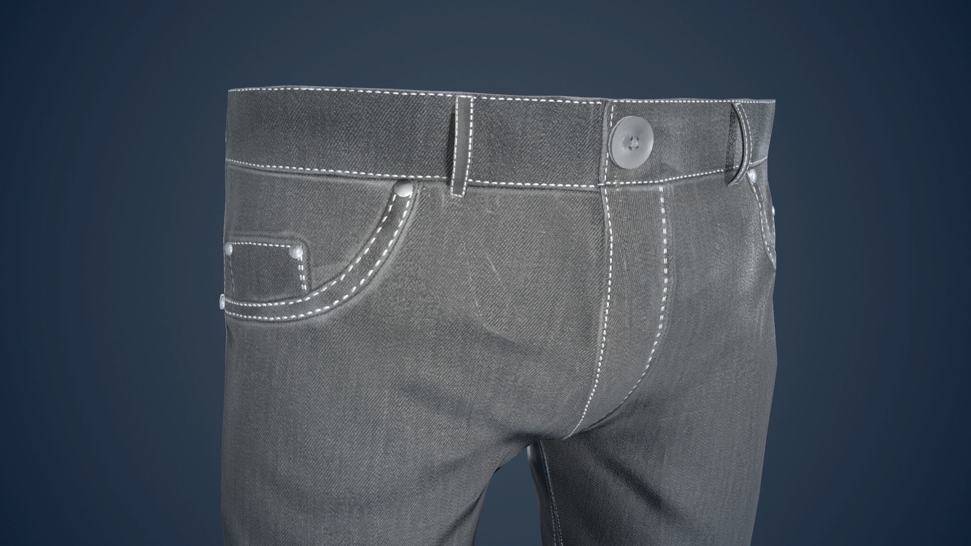 Gray Jeans Pants Low-poly 3D model_7