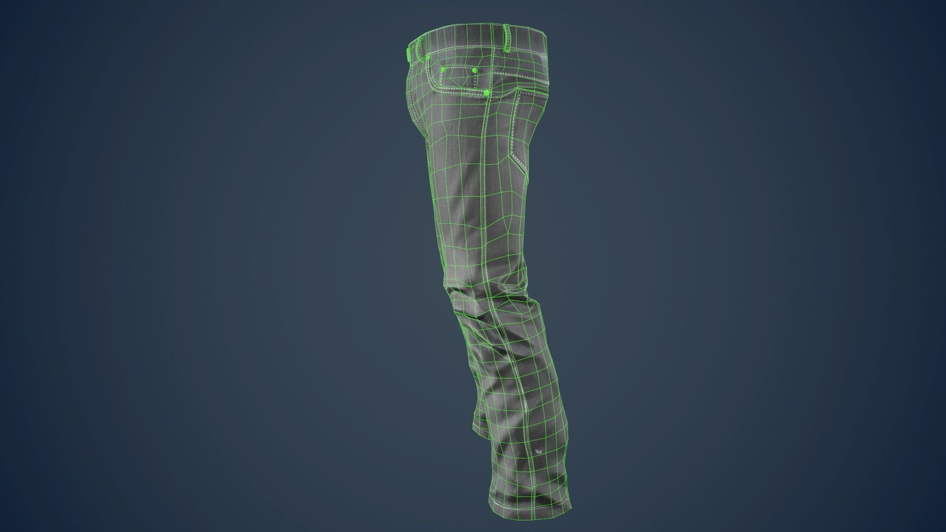 Gray Jeans Pants Low-poly 3D model_22
