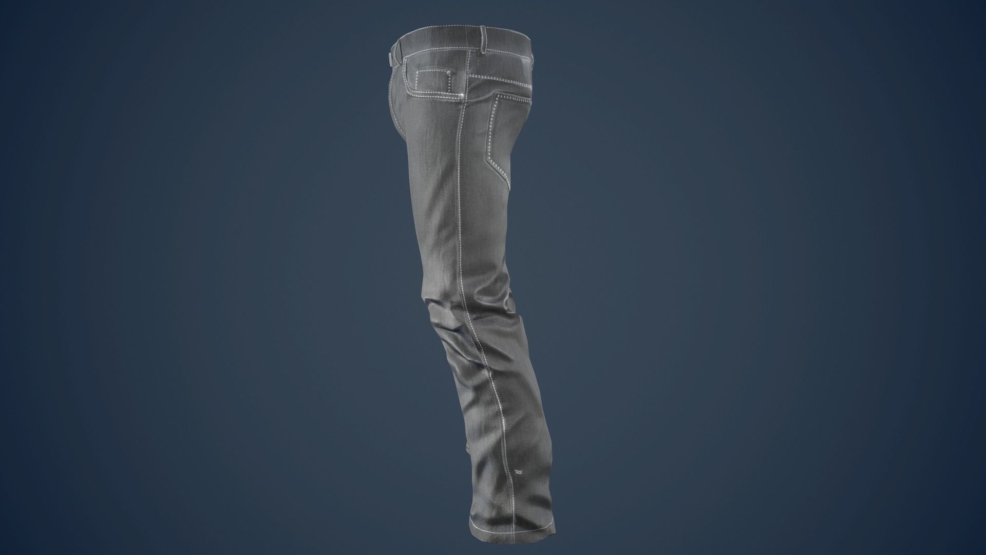 Gray Jeans Pants Low-poly 3D model_4