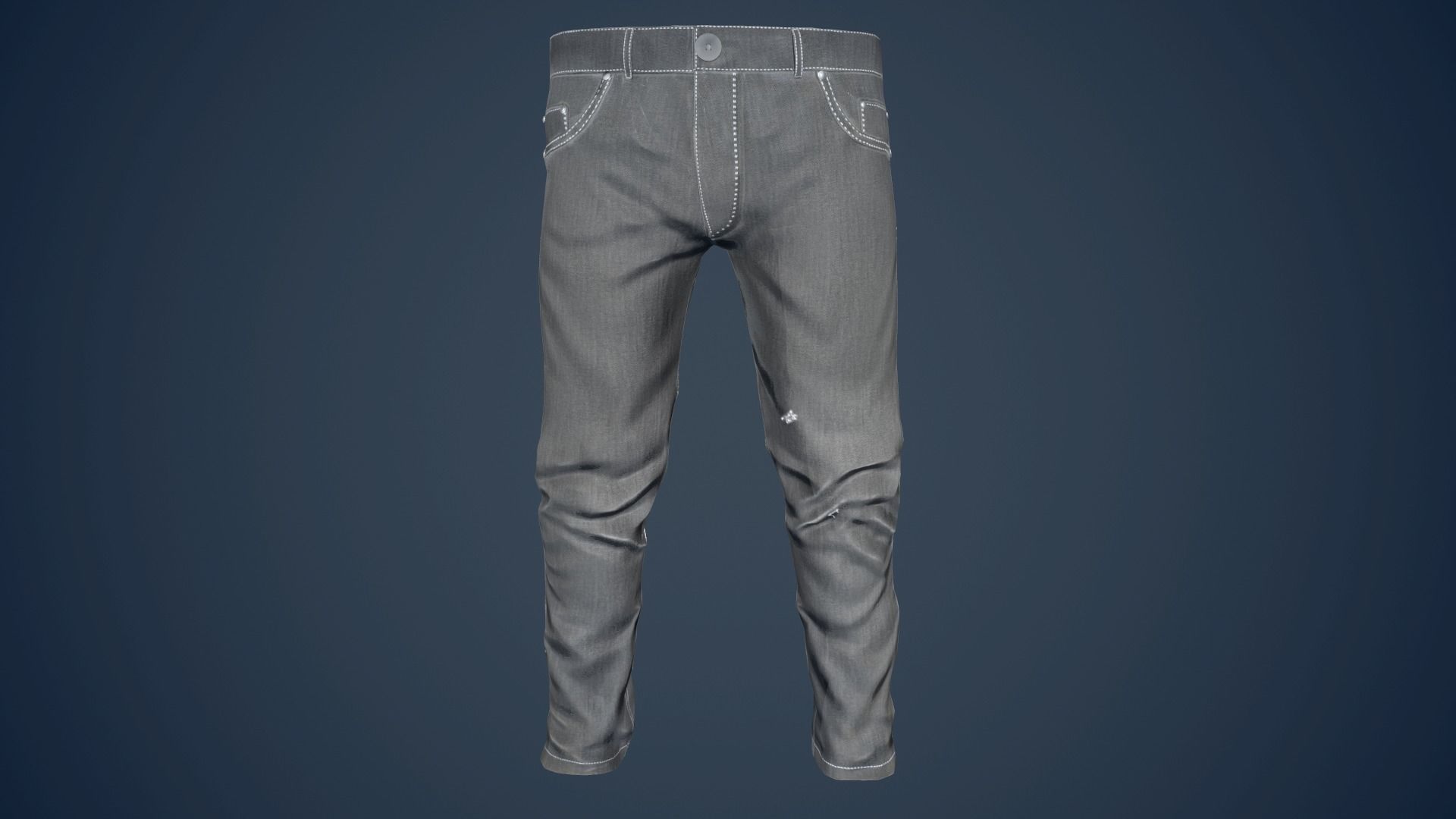 Gray Jeans Pants Low-poly 3D model_2