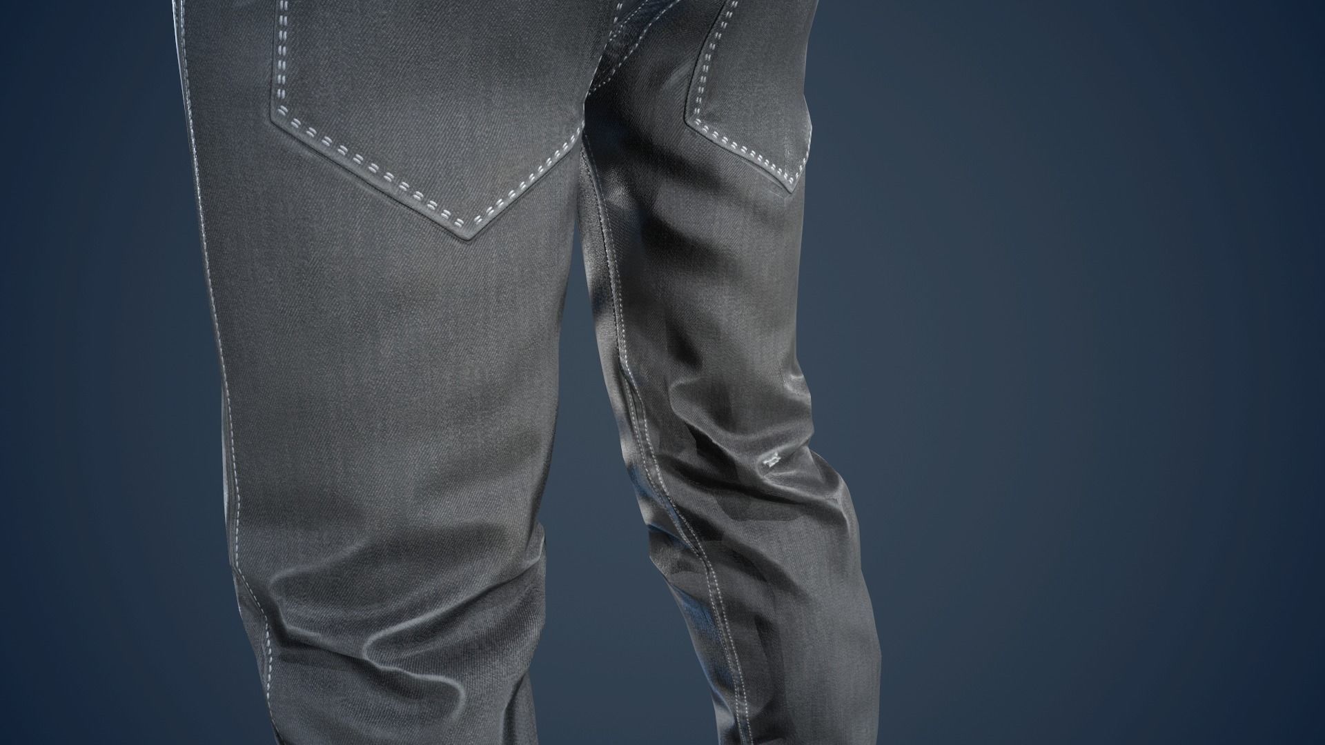 Gray Jeans Pants Low-poly 3D model_14