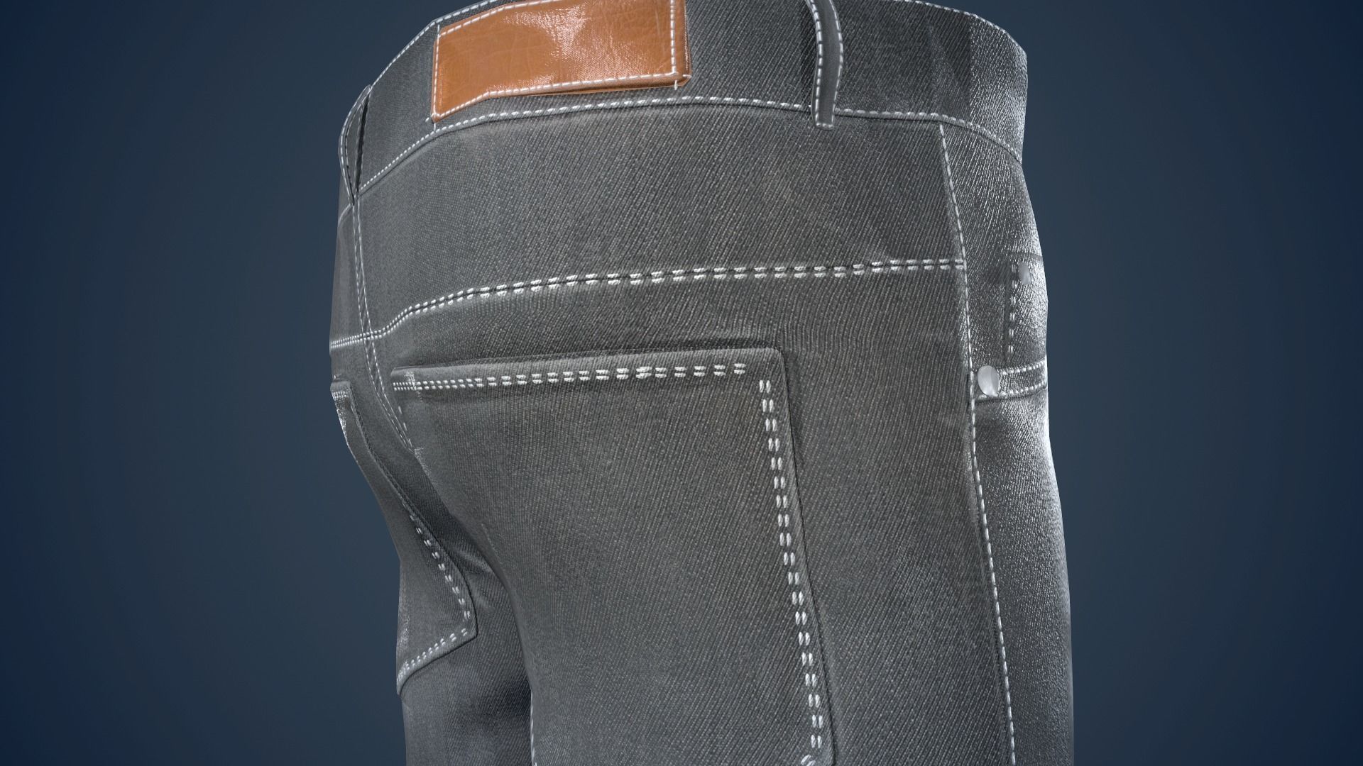 Gray Jeans Pants Low-poly 3D model_17