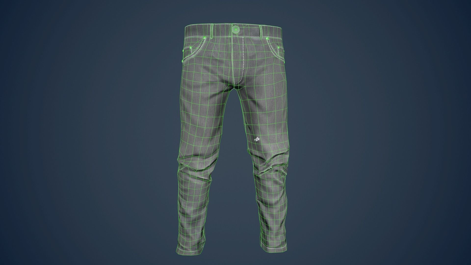 Gray Jeans Pants Low-poly 3D model_21