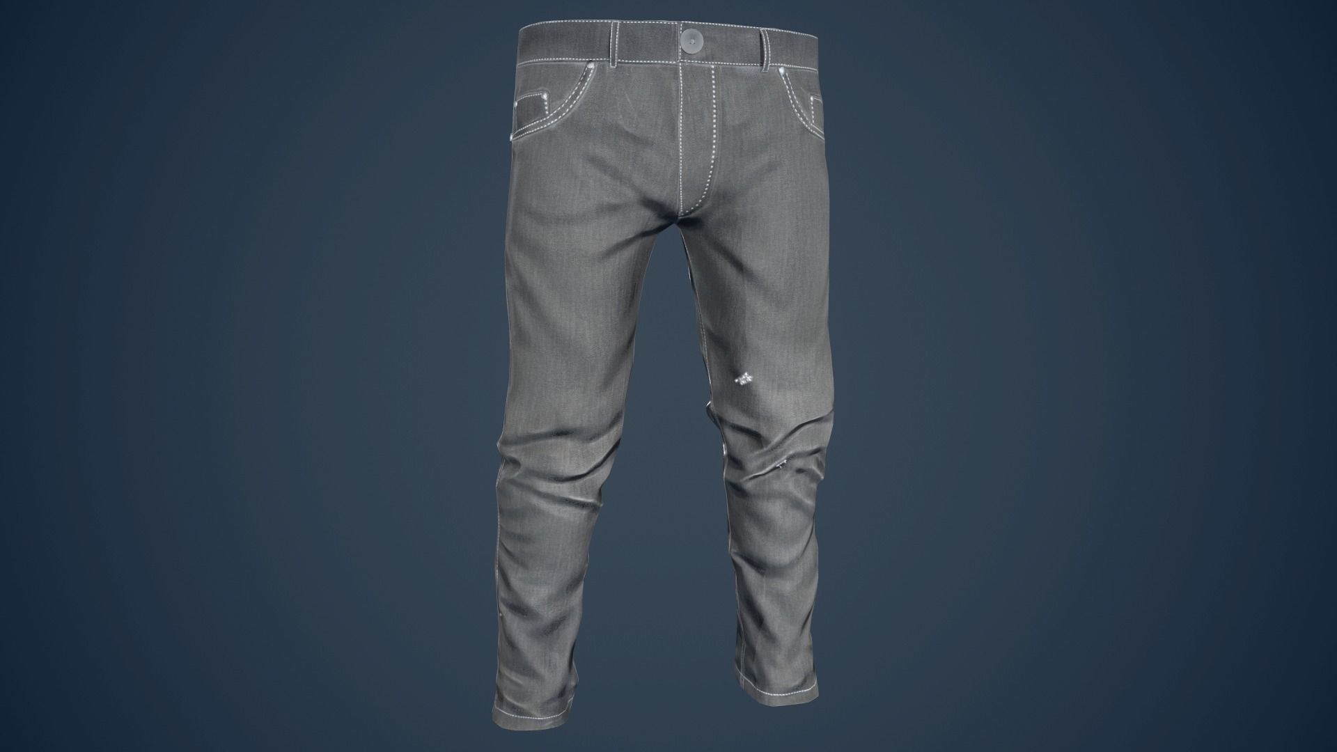 Gray Jeans Pants Low-poly 3D model_3