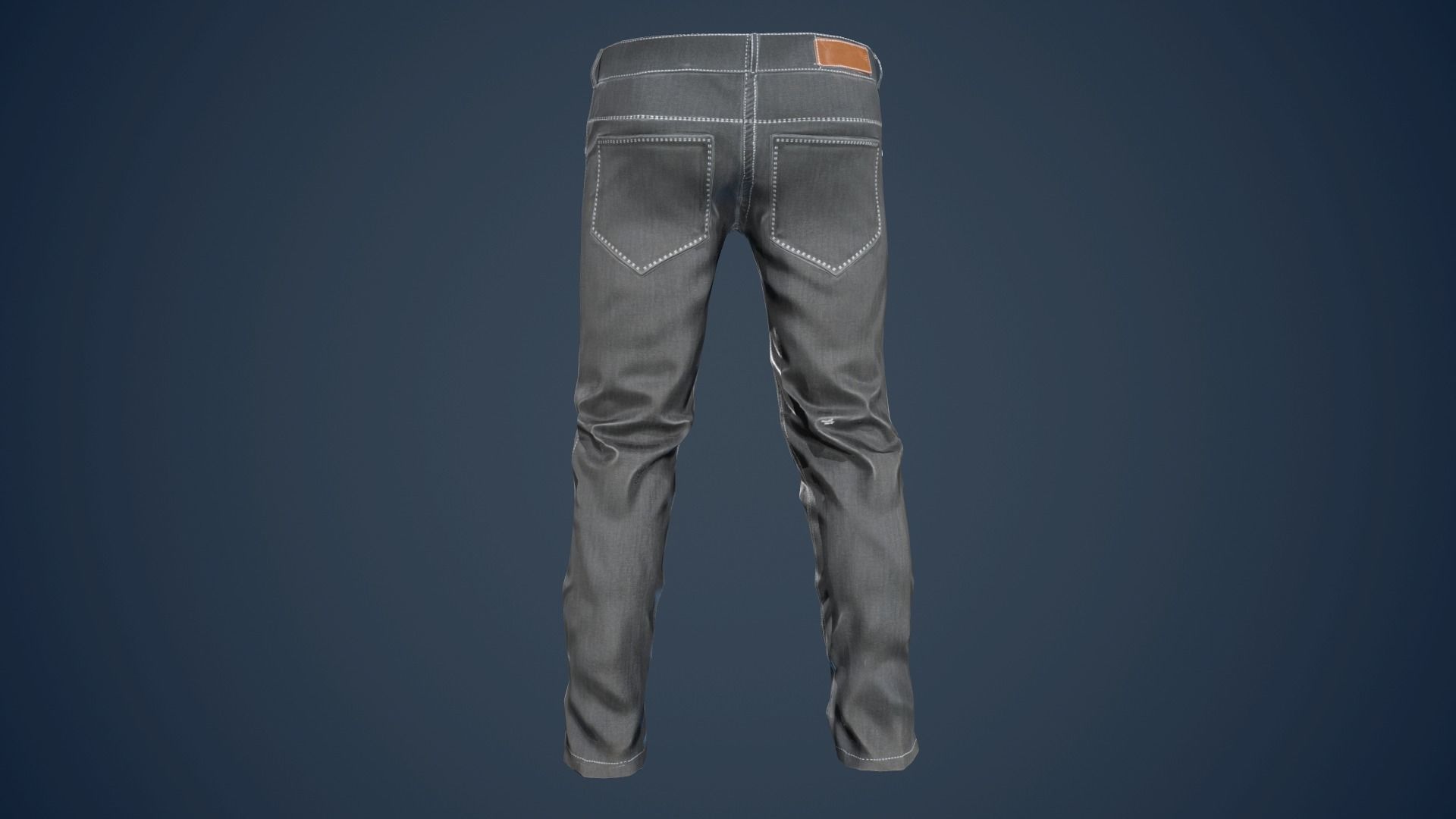 Gray Jeans Pants Low-poly 3D model_5