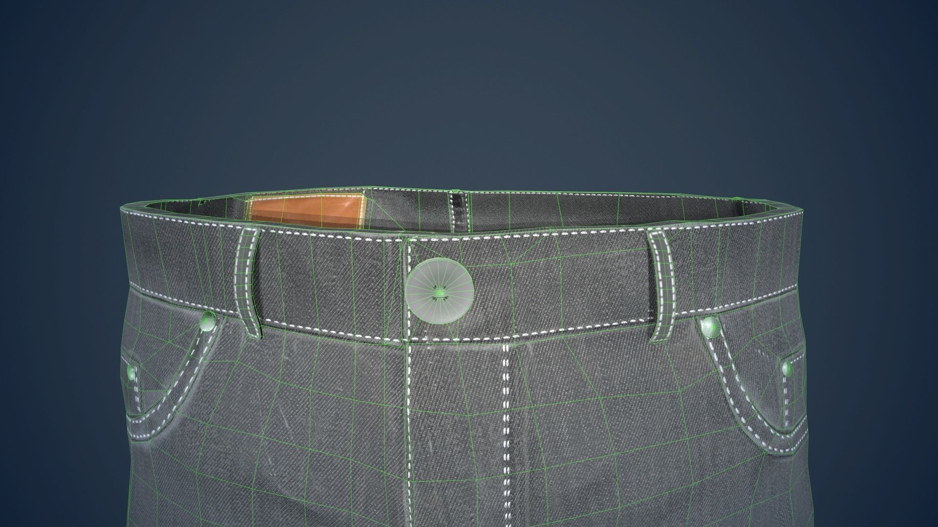 Gray Jeans Pants Low-poly 3D model_25