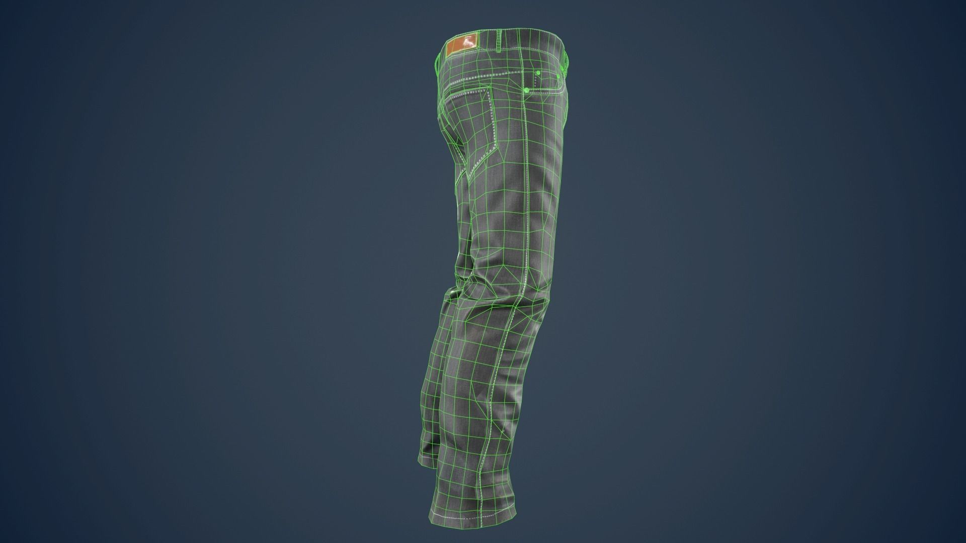 Gray Jeans Pants Low-poly 3D model_24