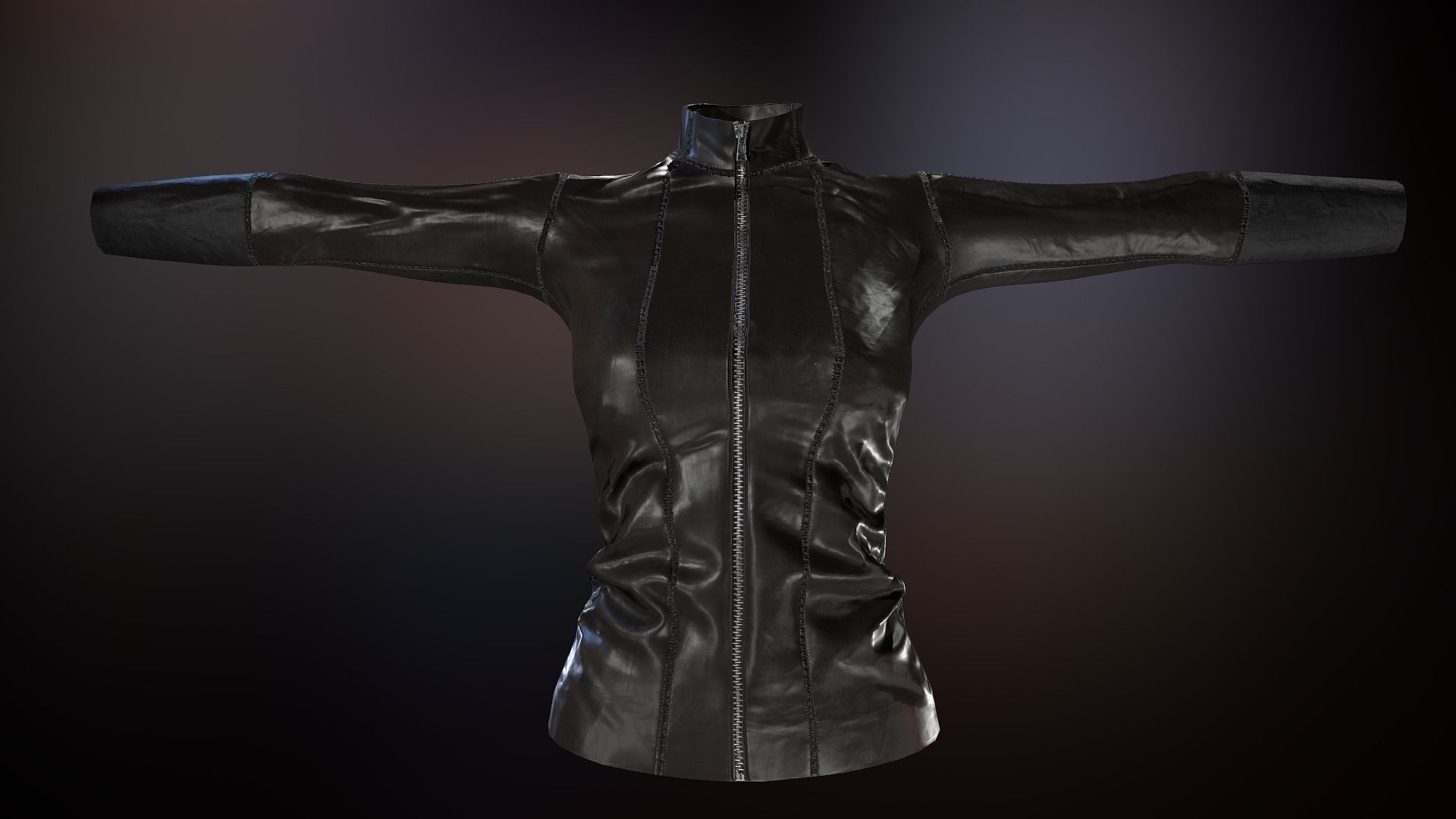 Female Leather Jacket-Free Model Free low-poly 3D model_12
