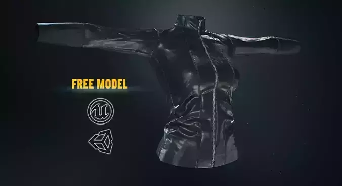 Female Leather Jacket-Free Model Free low-poly 3D model