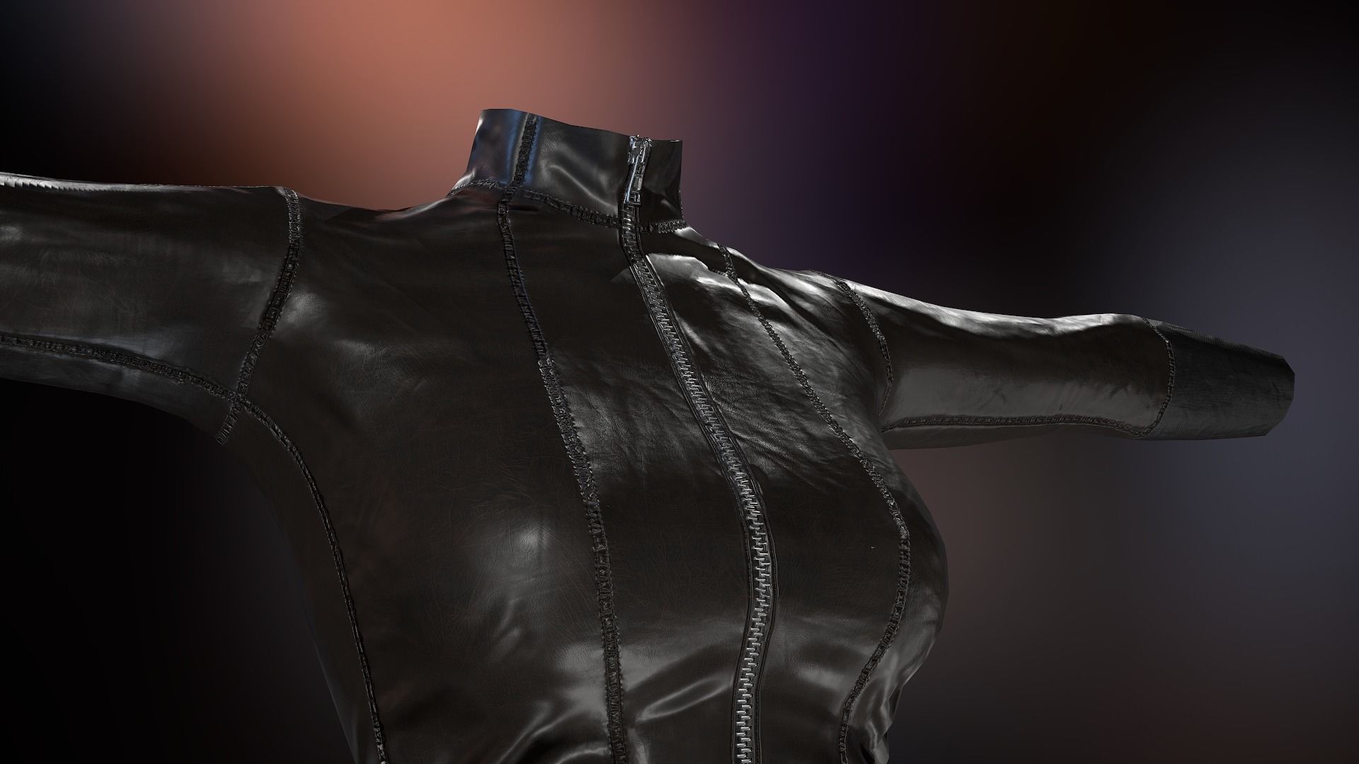Female Leather Jacket-Free Model Free low-poly 3D model_13