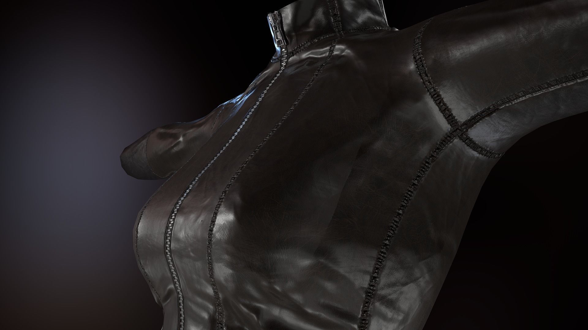 Female Leather Jacket-Free Model Free low-poly 3D model_14